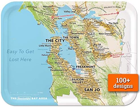 Trays4Us San Francisco Bay Area Humorous 16x12 inches (Large) Map Serving Tray - 70+ Different Designs
