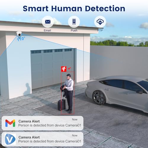 Image of Anpviz 5MP IP PoE Dome Security Camera with Mic /Audio, Turret Camera Outdoor with Human Detection, IP66 Weatherproof, 98FT Night Vision, 2.8mm Wide Angle, Full Metal (U Series)