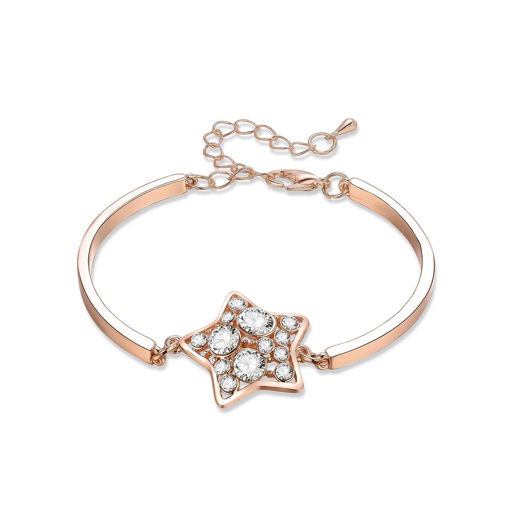 NIBEMINENTKorean Style Simple Rhinestones Pentagram Shape Alloy Pendant Adjustable Bracelet