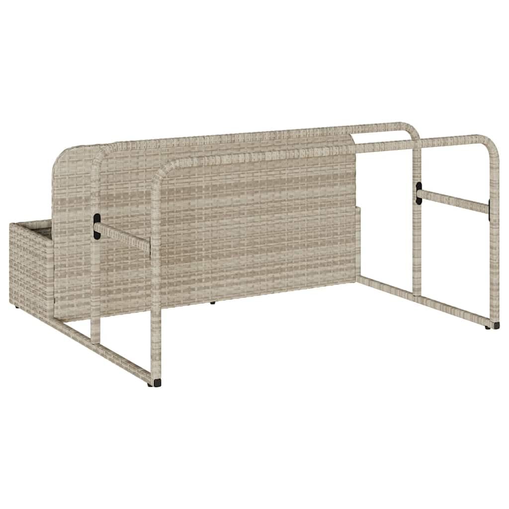 Pool Aufbewahrungsbox Hellgrau 110x100x57 cm Gartenbox aus PE-Rattan für Poolspielzeug und Zubehör
