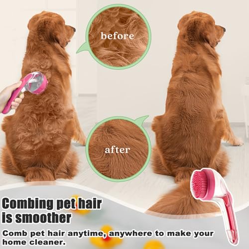 Waschzauber, Hunde Waschbürste mit Seifenspender, Badebürste Hund für die Reinigung mit Seifenspender, Badehund Schönheit Massagebürste, für Hunde und Katzen, Ein-Knopf-Reinigung, Massagen (B)