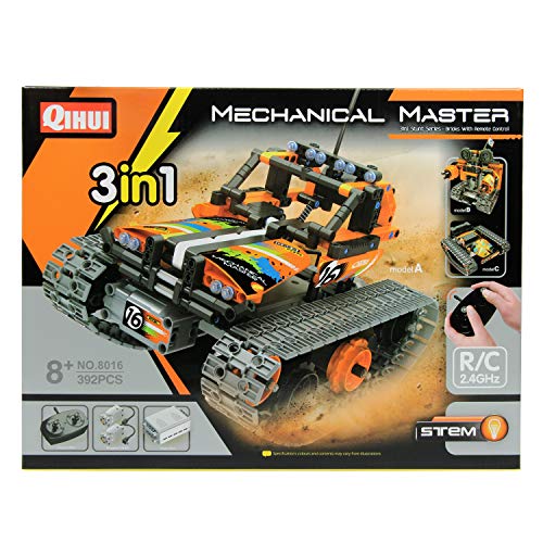 FunTomia QIHUI 3in1 Auto Roboter - Ferngesteuertes Steckbaustein Technik Auto / Wagen - 392 Klemmbausteine - NO. 8016