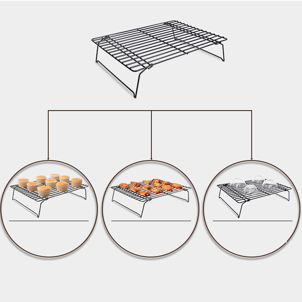 XMING Estante de enfriamiento Plegable Antiadherente Negro for Pasteles, Pan y Pastel de Luna con Red de enfriamiento (Size : One)