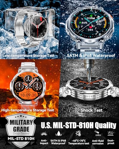 Image of Military Smart Watch for Men, 1.85 inch Big Screen, Flashlight, 930mAh Battery