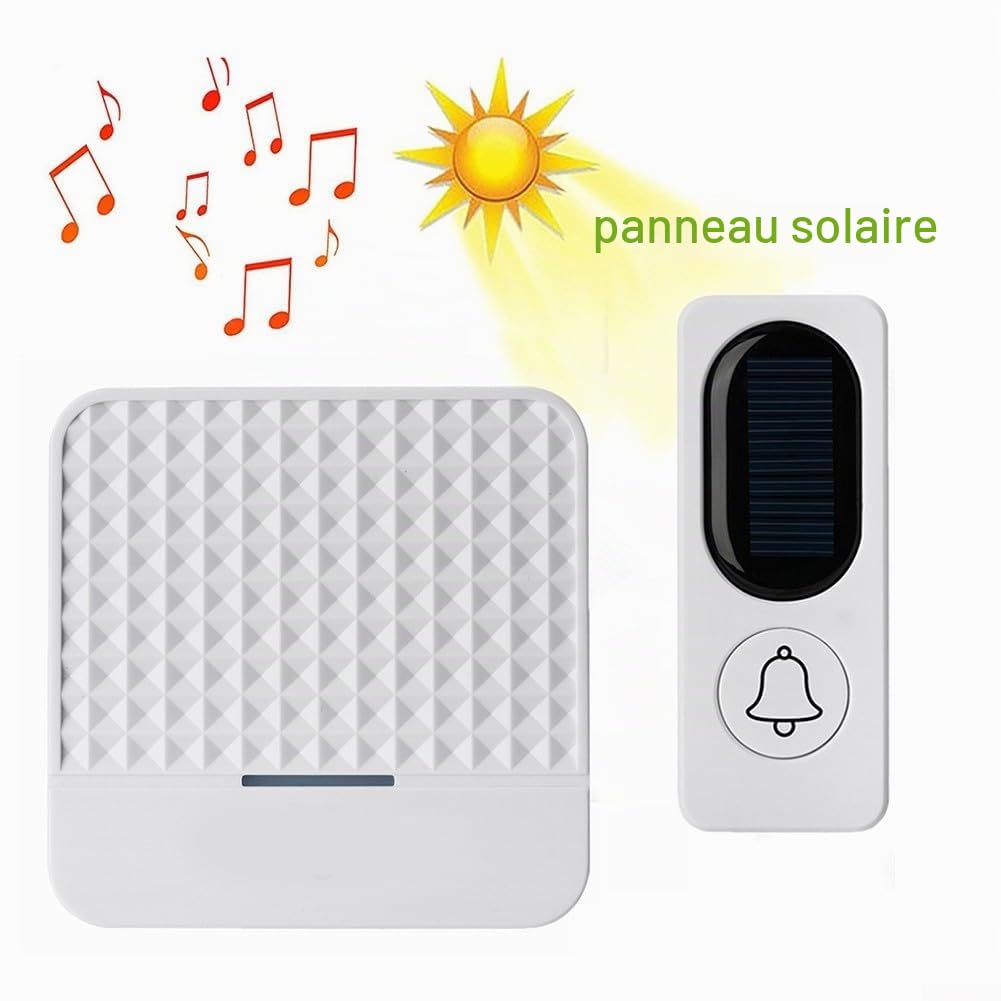 Sonnette de porte sans fil étanche à énergie solaire sans fil Installation rapide et facile En métal ABS Sonnette Sans Fil Intelligente Solaire Pour grandes maisons hôtels villas