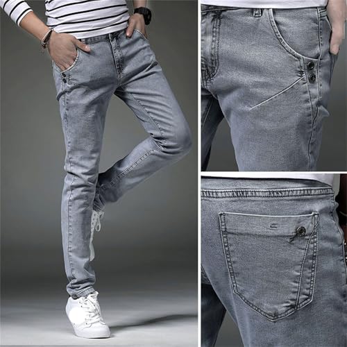 Men's Pants Slim Flexible Comfortable Commuter Trousers Solid Colored Stretch Denim Jeans4