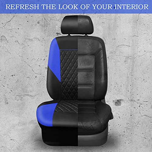 Image of CAR PASS Leather Seat Covers-Universal Quilting Car Seat Cover with 5mm Composite Sponge Inside,Airbag Compatible,Front and Rear Seat Covers for Most Sedan,SUV,Van,Truck(Full Set,Blue)