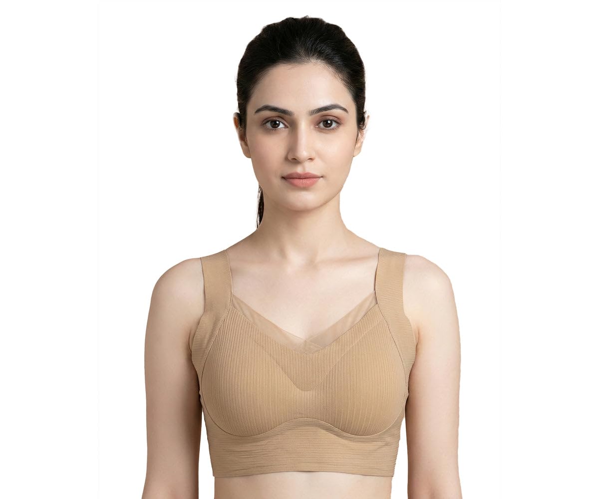 Women's Full Support Wireless T-Shirt Bra, Padded, Lace Silk, Elegant Comfort for Your Everday Bra