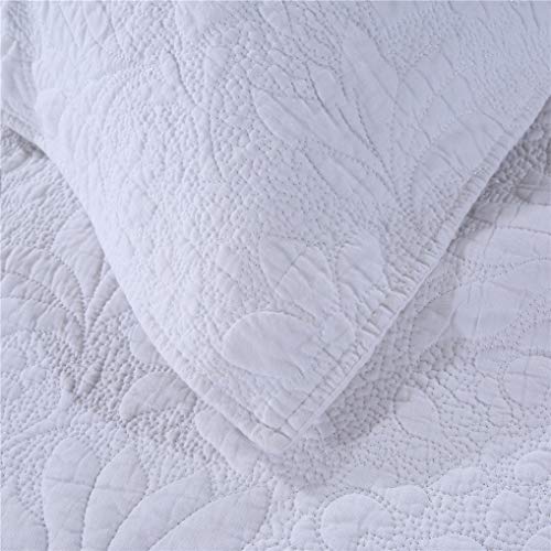 Couvre-lit patchwork matelassé 3 pièces grand lit bleu couverture coton