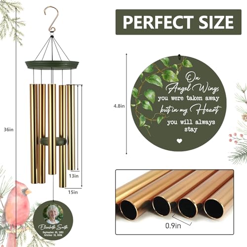 Image of ASTARIN Customized Wind Chimes Memorial, Sympathy Gifts for Loss of Mom Dad Son, Grief Gifts for Women, Condolences Wind Chime Gift Idea, Wooden Windchime Deep Tone(Made in Texas)