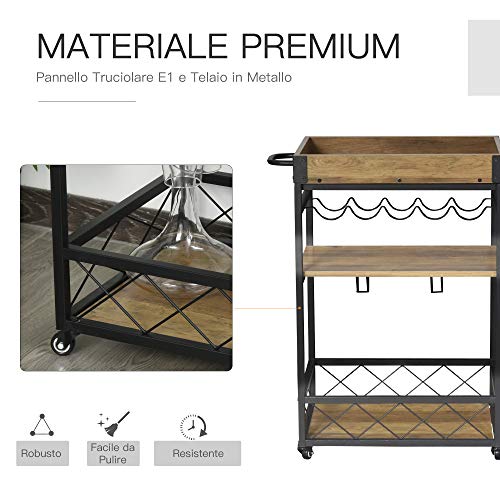 Homcom Carrello da Cucina con 3 Mensole