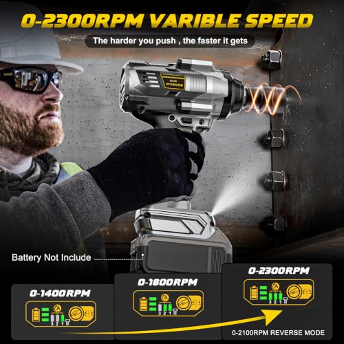 Image of 1 /2 inch Cordless Impact Wrench 1110 Ft-lbs Compatible with DeWalt 20V Battery