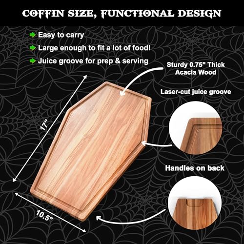 Tabla de cortar de madera acacia con forma ataúd 43x27 cm miniatura 2