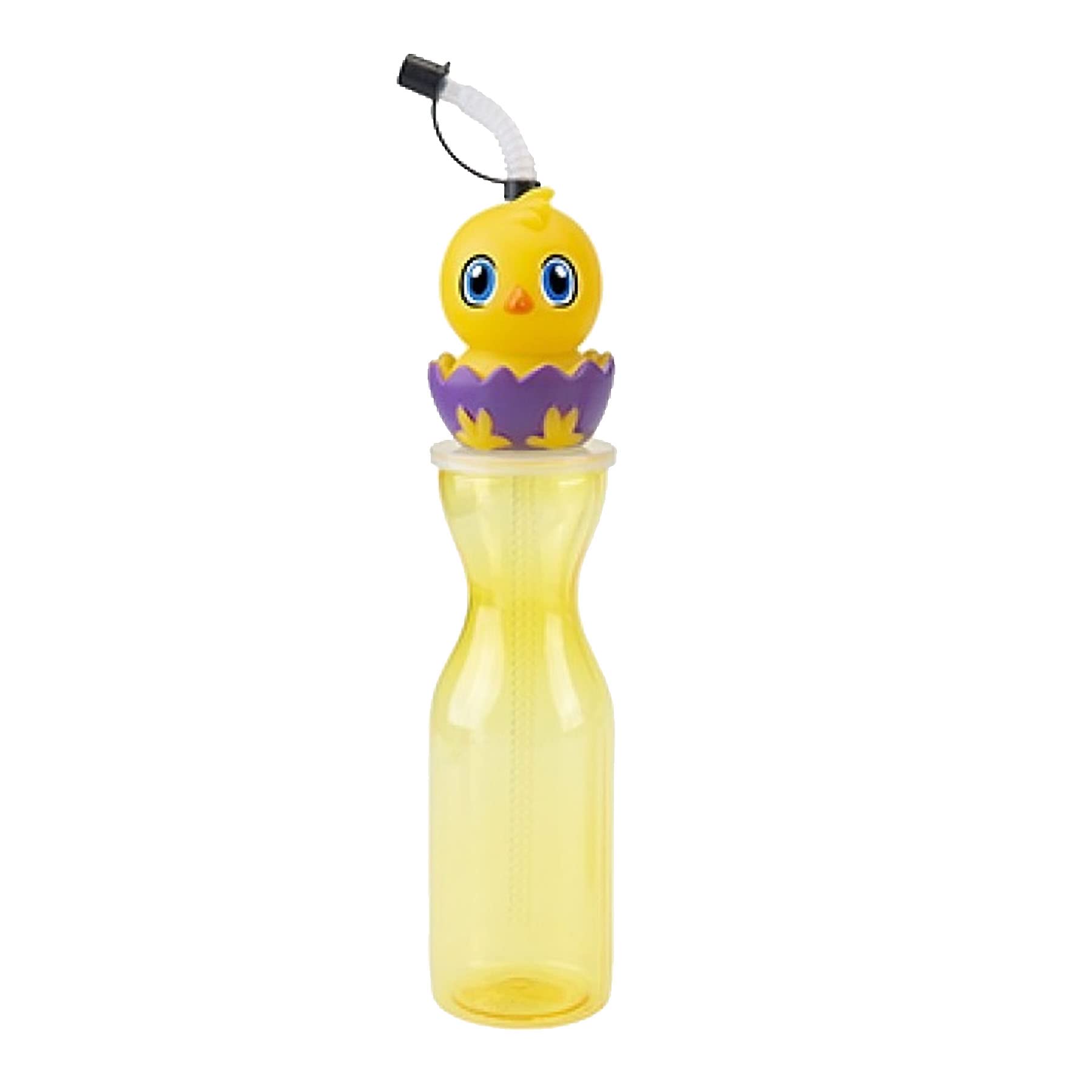 Widdle Gifts Children's 500ml Re-Useable Plastic Bottle with Flexi Re-Useable Straw and Easter Character Top (Easter Chick 2171)