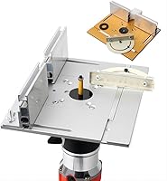 Vista 4 de Placa de inserción de mesa de enrutador de aluminio KETIPED, Bancos de carpintería con placa de enrutador abatible con guía de goniómetro y valla
