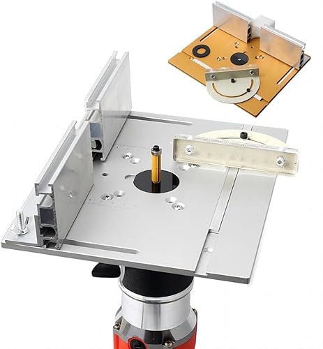 Miniatura 4 de Placa de inserción de mesa de enrutador de aluminio KETIPED, Bancos de carpintería con placa de enrutador abatible con guía de goniómetro y valla