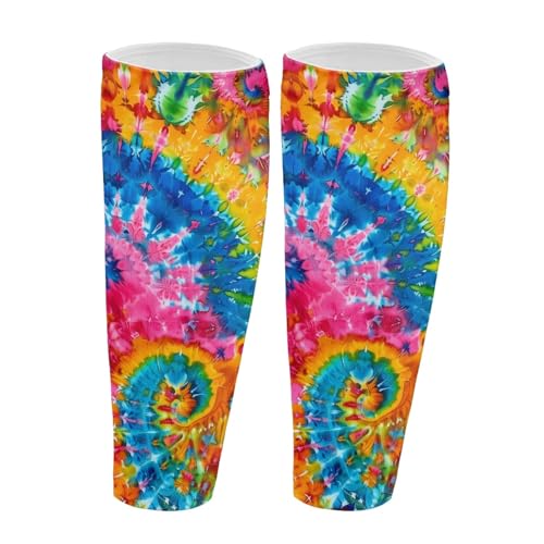TOADDMOS Rainbow Tie Dye Calf Compression Sleeve Men & Women Gfits Elastic Softness Shine Splints Varicose Vein & Calf Pain Relif