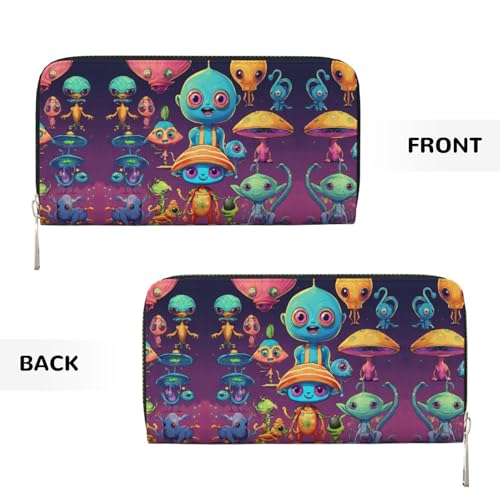 Astronaut And Alien Print Casual Clutch Purse Hand Wallet for Women Capacity Wallet Stylish Travel-Friendly3