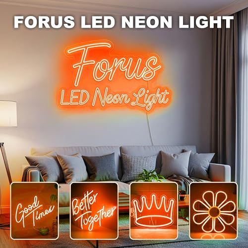 Image of Forus 5 Meter LED Neon Strip Light - Orange, Flexible Waterproof Rope Lights 16.4 Feet, 12V Adapter, Indoor Outdoor Diwali Decorative Cove Lighting, Office, Shop, Home Decor, Festivals, 1 Yr Warranty