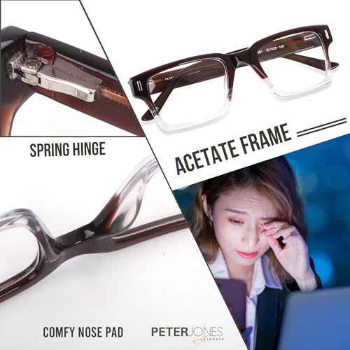 Image of Peter Jones Acetate Unisex Large Broad Style Premium Spectacle Frame with Spring Hinges (U001)