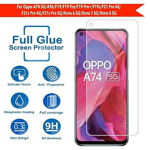 Image of Tempered Glass Screen Guard Compatible for Oppo A74 5G /F19 /A96 /F19 Pro /F19 Pro+ /F19s /F21 Pro 4G /F21s Pro 4G /F21s Pro 5G /Reno 8 5G /7 5G /6 5G with with Full Screen Coverage;(Transparent),Pack of 1