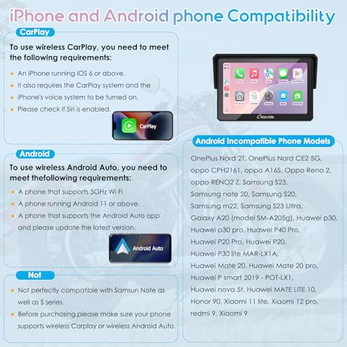 Carpuride W502PRO für Motorrad CarPlay & Android Auto & Dual Bluetooth - 5 Zoll wasserdichter GPS-Navigation für Motorrad, Musik-Sharing, Gegensprechanlage, EQ, Lichtsensor, Kompass, Barometer