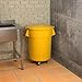 Krollen Industrial 55 Gallon Yellow Round Commercial Trash Can with Lid and Dolly