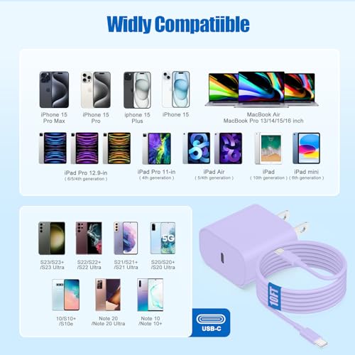 Image of iPhone 17 16 15 Fast Charger Block and 10ft Type C to C Cable Cord Long, 20W USB C Charging Plug for Apple iPhone 17 Pro Max /17 Air /16 Pro Max /16 /15 Pro /15 Plus /iPad Mini,Wall Power Adapter Cube Brick