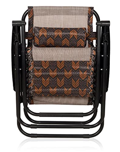 Image of Ash & Roh Zero Gravity Lawn Chair Anti Gravity Lounge Adjustable Recliner Pillow Outdoor Camp Chair for Poolside Backyard Beach, Support (Double Color)