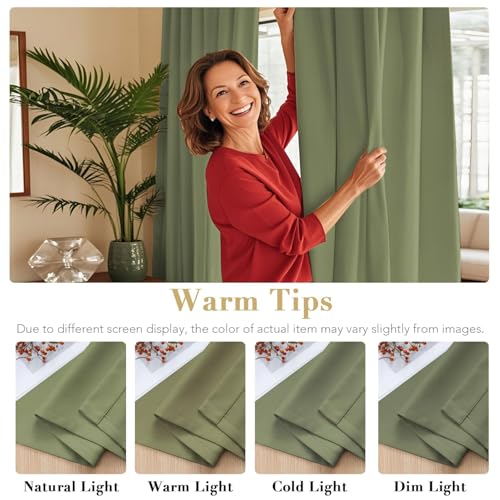 Image of H.VERSAILTEX Blackout Curtains for Living Room Thermal Insulated Window Treatment Panels Room Darkening Blackout Drapes Back Tab /Rod Pocket Bedroom Draperies, 52 x 90 Inch, Sage, 2 Panels