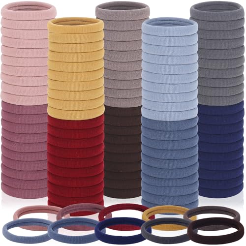 150 Pcs Seamless Elastic Hair Ties No Damage for Thick & Thin Hair, Ponytail Holders, Elastics, Soft Pony Tails Bands for Women, 10 Neutral Colors