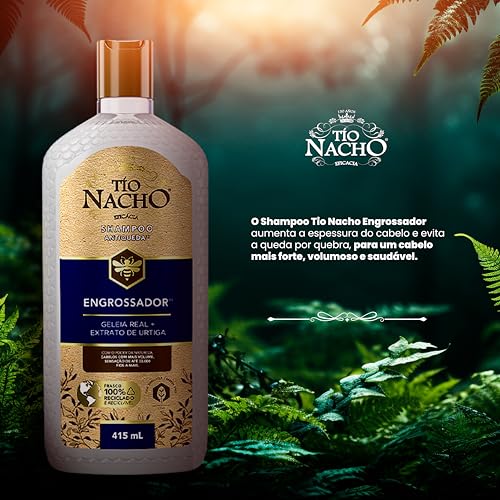 Tio Nacho - Shampoo Antiqueda Engrossador para dar mais volume aos cabelos, 415ml, Cabelos lindos e