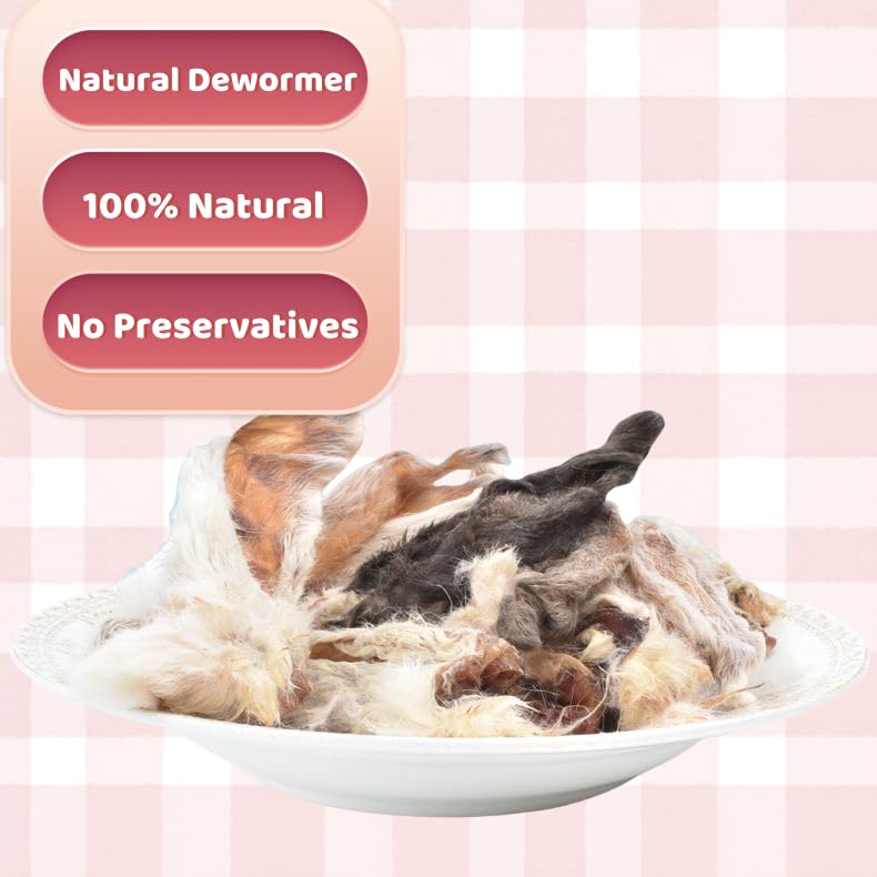 Natural Dog Treat - Rabbit Ears with Fur for dogs Dog Chew Hairy Rabbit ears - Hypoallergenic Treat (250g)