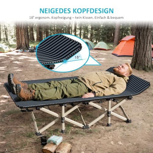 ATORPOK SHOP Campingbett feldbett klappbar, extra breit 80cm, klappbares Reisebett mit Tragetasche-Belastbar bis 250 kg… – Ansicht 6