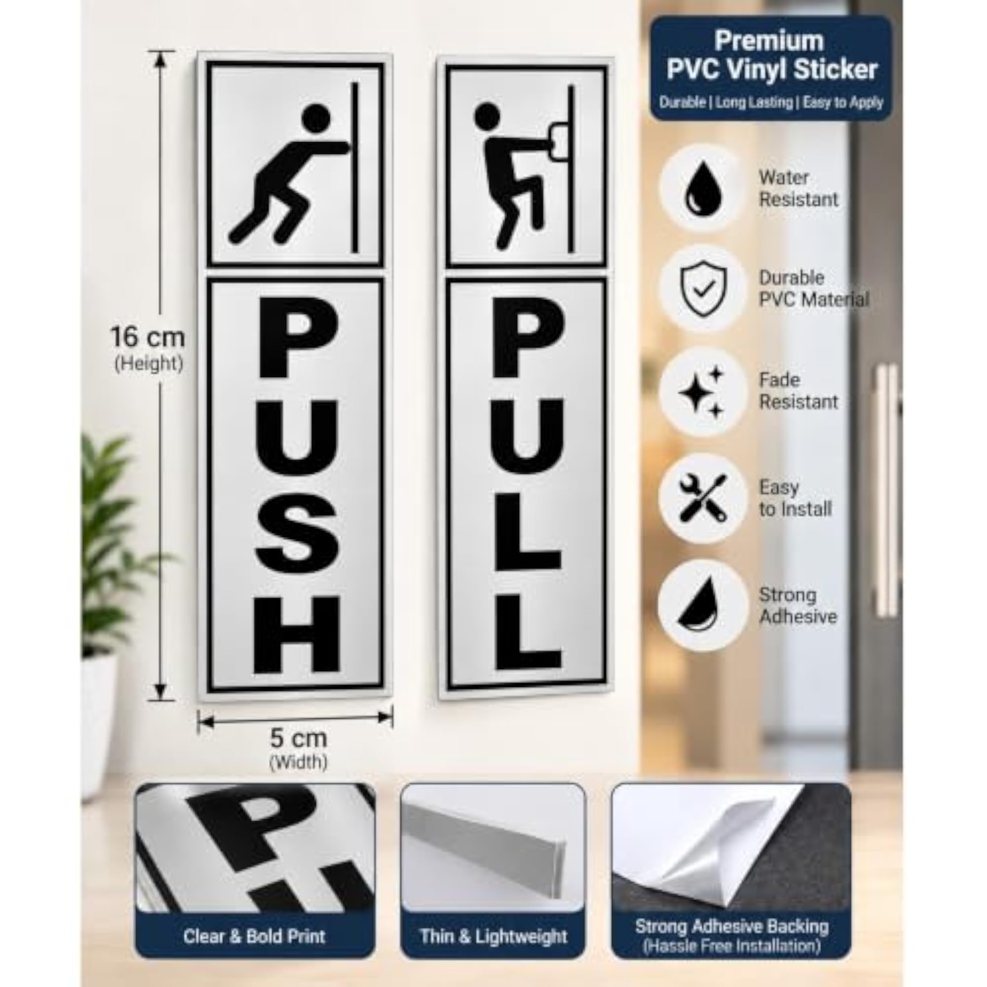 Push & Pull Door Sticker Set for Office & Home