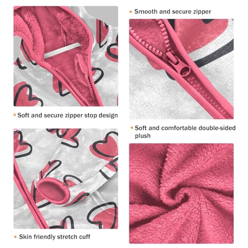 OTVEE Valentine Pink Heart Pattern Kids Hoodie Jacket Fall Spring Boys Girls Warm Outwear Coat3