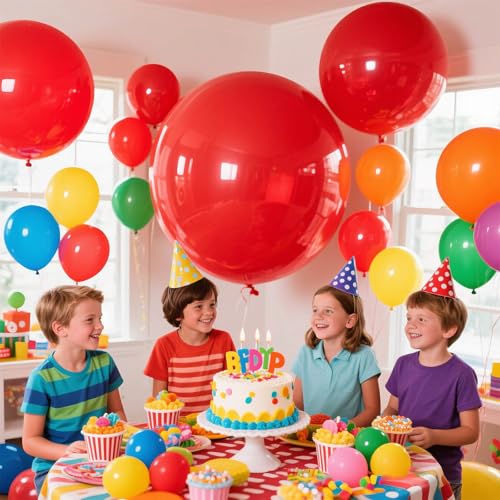 Image of 32Pcs Red Big Balloons 18 Inch, Round Large Latex Party Balloons for Birthday Wedding Decorations. (red)
