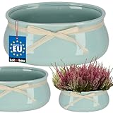 KOTARBAU® Blumenübertopf Keramik glasiert Mint 23 x 14 cm H: 10 cm Blumentopf Übertöpfe für Zimmerpflanzen Pflanztopf Keramik für Wohnzimmer Blumenübertöpfe für innen Plant Pot Pflanzkübel Pflanztöpfe
