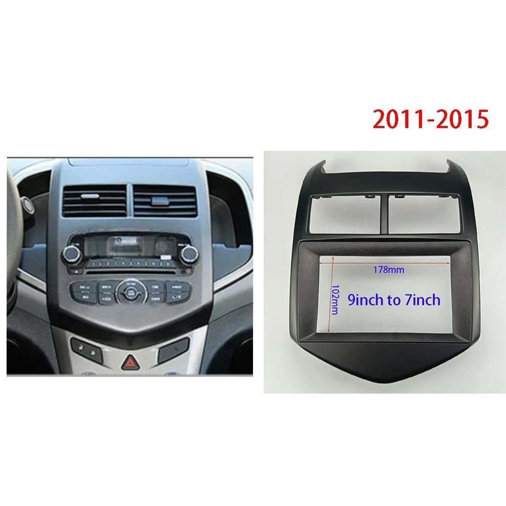 Générique Cadre de façade d'autoradio Cadre Voiture Fascia 7/9 Pouces pour Aveo 2 pour Sonic T300 11–15 Adaptateur Canbus Câble Décodeur Panneau D'unité Radio Autoradio Tableau de Bord(Set 1-Black)