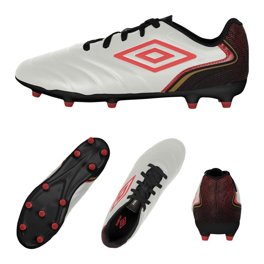 Umbro Men's Tocco 5 League FG Soccer Cleat, Light Gray/Red/Black, 12.5