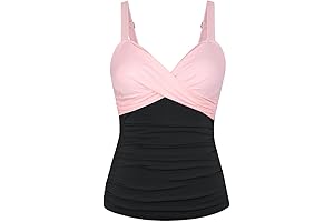 Women's Underwire Tankini Top Ruched Tummy Control Swimsuit Tops