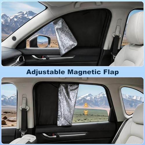 Image of ZATOOTO Front Side Window Sun Shade - 2 Pack Car Window Covers 99% UV Light Block Car Curtains Magnetic Side Window Sun Shade Keeps Cooler for Breastfeeding, Taking a nap, Changing Clothes, Camping