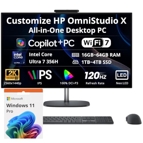 Image of Hotface Customized Desktop, Created Using HP OmniStudio X 27 inch QHD All-in-One Desktop, Intel Ultra 7 356H, 16GB /32GB /64GB DDR5, 1TB /2TB /4TB SSD, Wireless Keyboard & Mouse, Win 11 Pro, Eclipse Gray