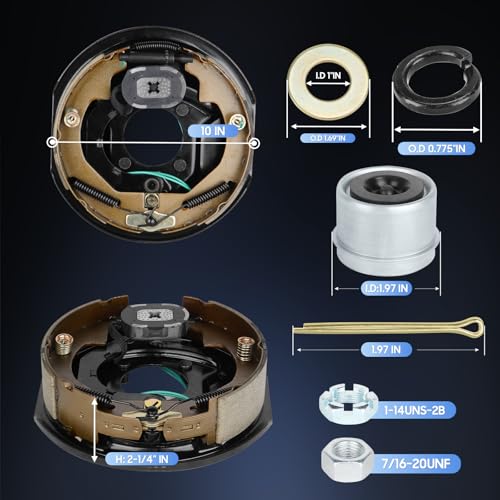 Image of SEHNSUCHT Trailer Electric Brake Drum Kit, 5 on 5 inch Bolt Circle Brake Drum With 10 inch x2-1 /4 inch Manual Adjusting Electric Brakes for 3500 lbs Axles, Replacement 10 inch Brake Hub Drum Assembly