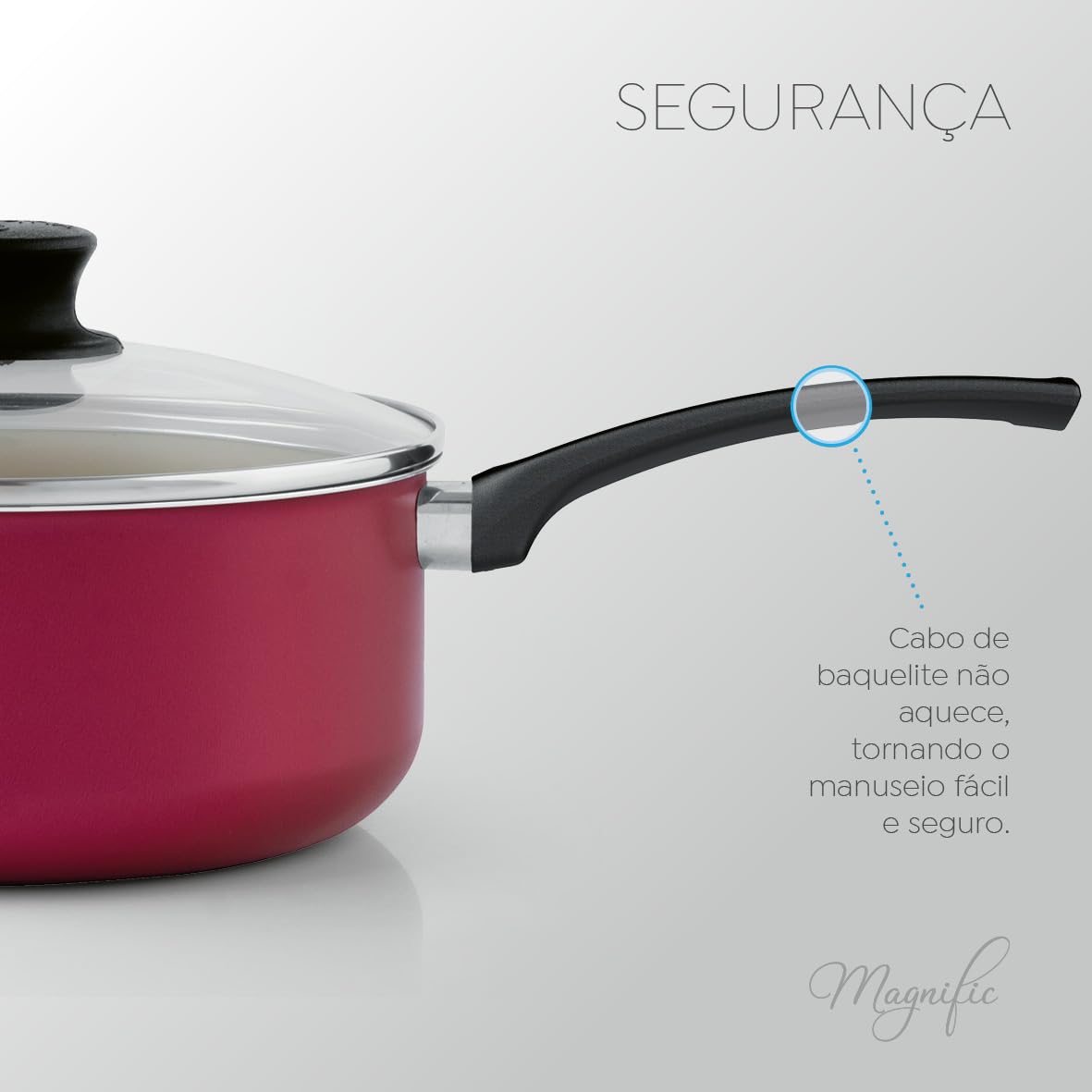 Panelux PANELA ANTIADERENTE 18CM C/TAMPA DE VIDRO CEREJA MAGNIFIC