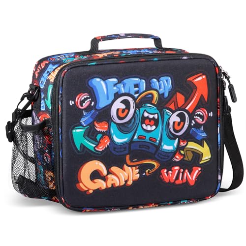 rockpapa Kids Lunch Bag for Kids with Strap, Waterproof, Stain & Oil-Resistant, Insulated LunchBag, Reusable Lunch Tote Bag Holds Lunch Box, Water...