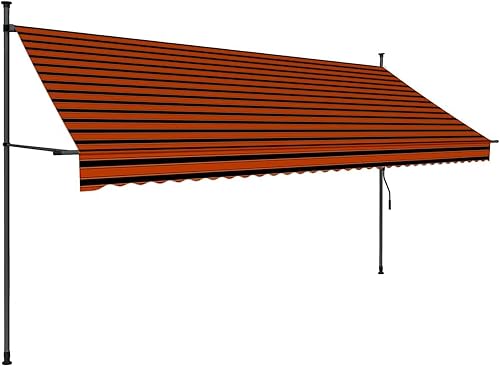 Miniatura 2 de vidaXL Toldo retráctil, toldo de patio con manivela manual y LED, toldo retráctil, refugio para porche de terraza, 137.8 pulgadas, naranja y marrón