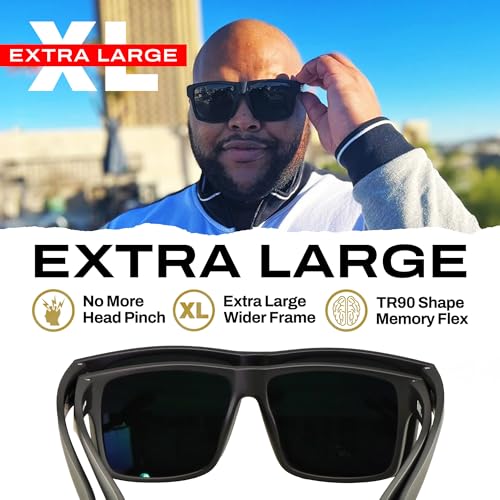 Image of TOROE Eyewear Matte Black RANGE XL Frame Sunglasses Light Weight TR90 Frame, Polarized Polycarbonate Lens