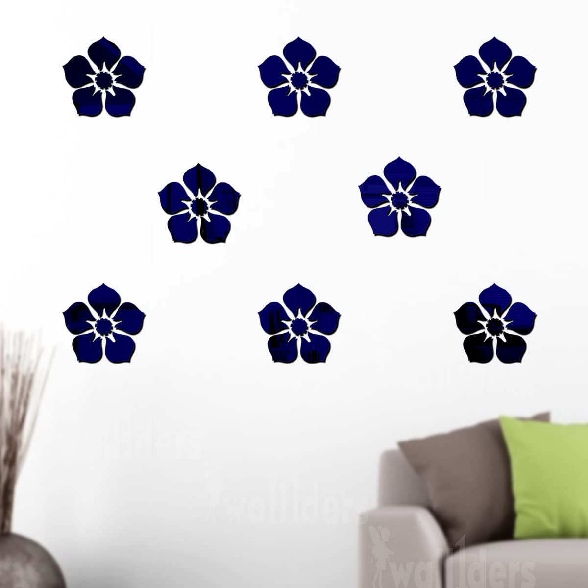 Wall1ders 5 Leaf Flower, Mirror Stickers for Wall, Acrylic Mirror Wall Decor Sticker, Wall Mirror Stickers, Acrylic Stickers, Wall Stickers for Hall Room, Bed Room, Kitchen. Pack of 8 (Blue) (B09WDHB8VX) Amazon Price History, Amazon Price Tracker