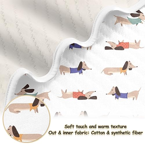 Image of Swaddle Blanket for Cute Dog Dachshund Baby Receiving Blanket Muslin Baby Swaddles Soft Cotton Breathable Nursery Blankets for Unisex Boys and Girls 30x40 Inch